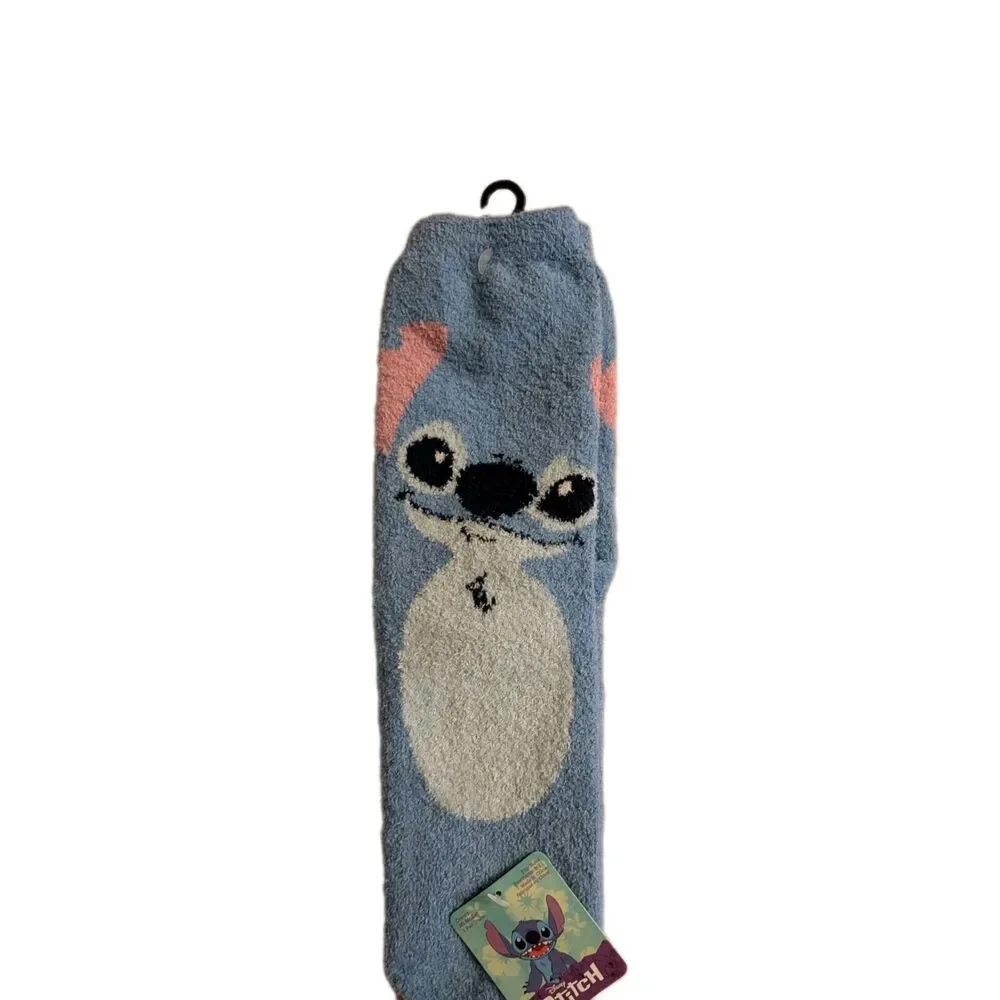 Disney Stitch Adult Fuzzy Socks Set Of 3 Blue Size 9-11